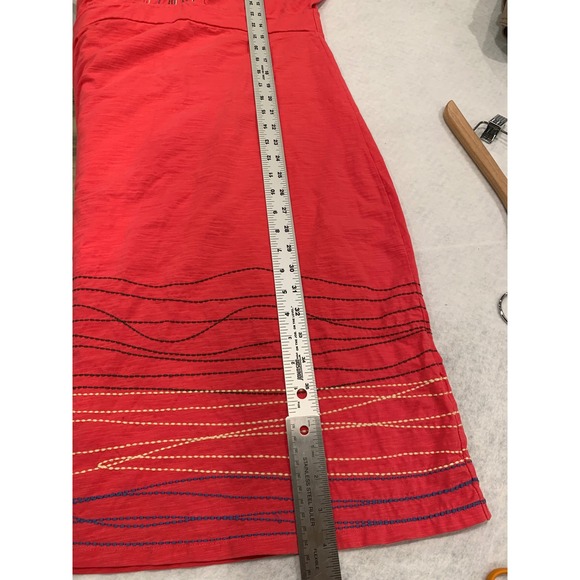 vtg Boden Coral Embroidered Jersey Empire Waist Dress Womens boho Artisan 10L - Picture 4 of 10